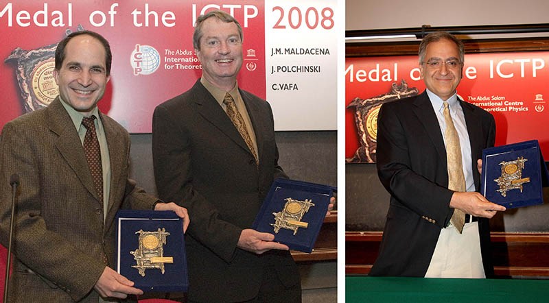 Juan Martin Maldacena, Joseph Polchinski (L) and Cumrun Vafa