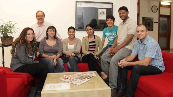 Group working on climate projection project. Erika Coppola and Filippo Giorgi (l); Ramon Fuentes (third fom right)