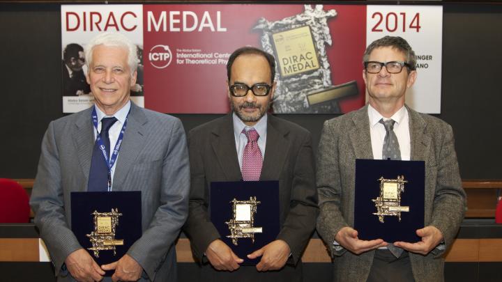 Gabriele Veneziano, Ashoke Sen, Andrew Strominger (l-r)