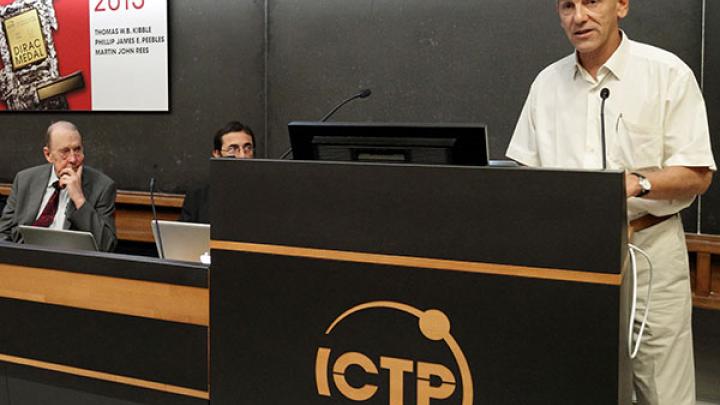 Valery Rubakov giving the introductory talk to the work of the 2013 ICTP Dirac Medallists